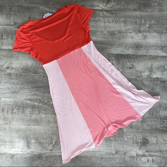 Lacoste Dress Shift Cotton Pink Red Sporty Tshirt Dress - Picture 4 of 5